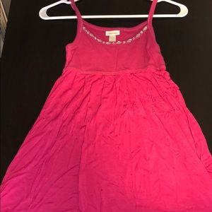 Hot Pink Knit Sundress with Embellishments
